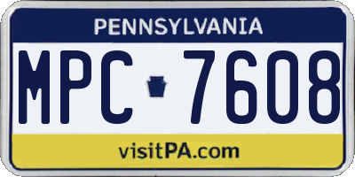 PA license plate MPC7608