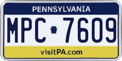 PA license plate MPC7609