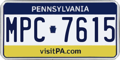 PA license plate MPC7615