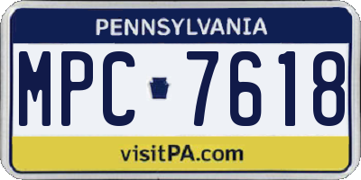 PA license plate MPC7618