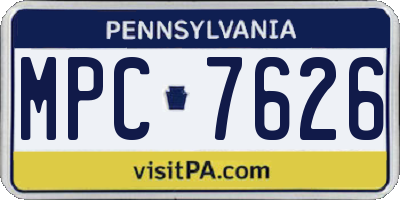 PA license plate MPC7626