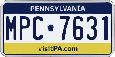 PA license plate MPC7631