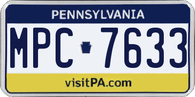 PA license plate MPC7633