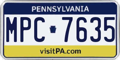 PA license plate MPC7635