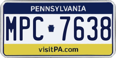 PA license plate MPC7638