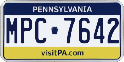 PA license plate MPC7642