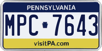 PA license plate MPC7643