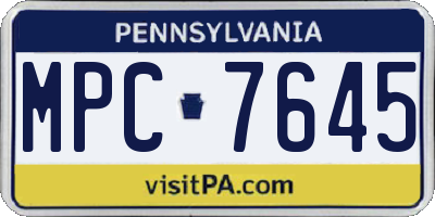 PA license plate MPC7645