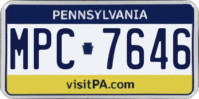 PA license plate MPC7646