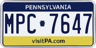 PA license plate MPC7647