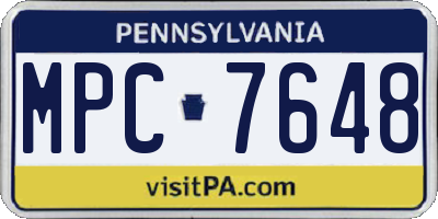 PA license plate MPC7648