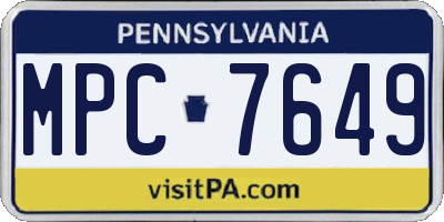 PA license plate MPC7649