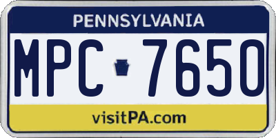 PA license plate MPC7650