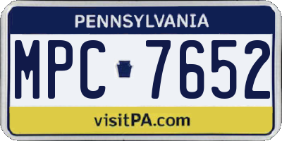 PA license plate MPC7652