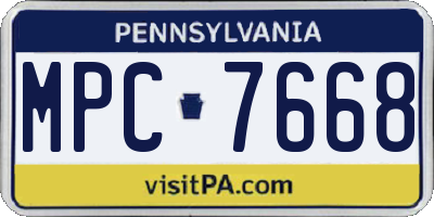 PA license plate MPC7668