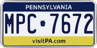 PA license plate MPC7672