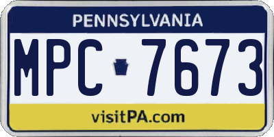 PA license plate MPC7673