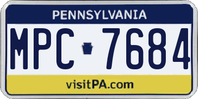 PA license plate MPC7684