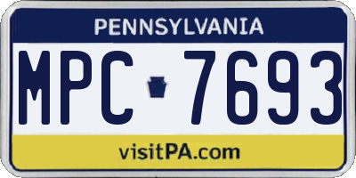 PA license plate MPC7693