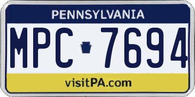 PA license plate MPC7694