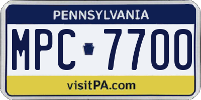 PA license plate MPC7700