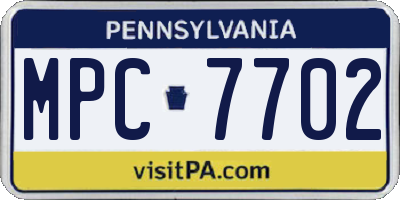 PA license plate MPC7702
