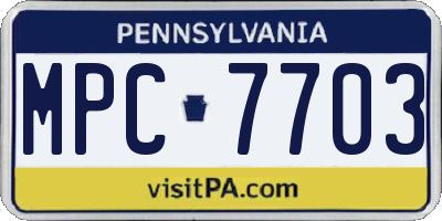 PA license plate MPC7703