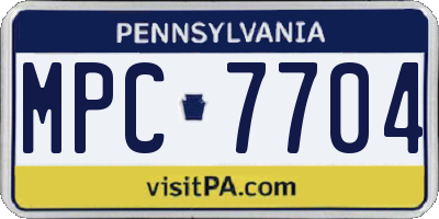PA license plate MPC7704