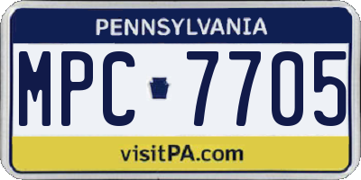 PA license plate MPC7705