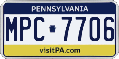 PA license plate MPC7706