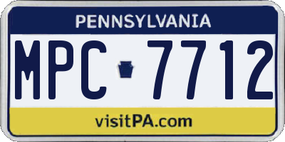 PA license plate MPC7712