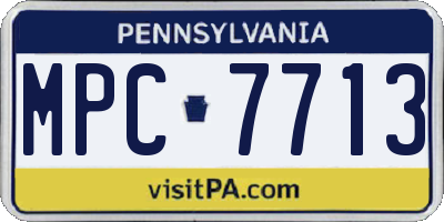 PA license plate MPC7713