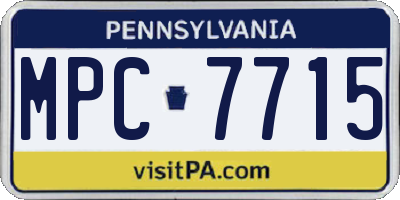 PA license plate MPC7715