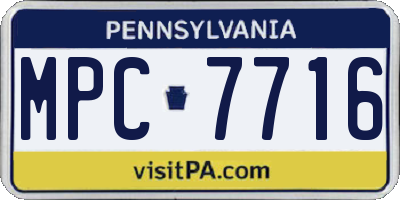 PA license plate MPC7716