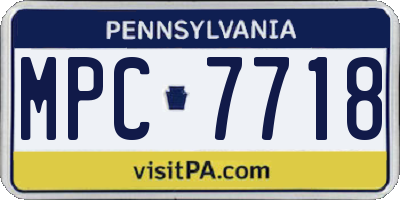 PA license plate MPC7718