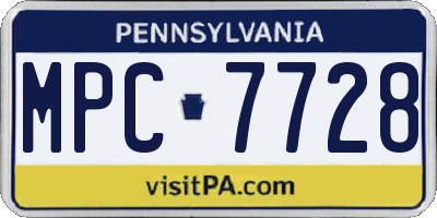 PA license plate MPC7728