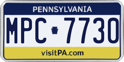 PA license plate MPC7730