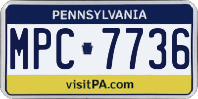 PA license plate MPC7736