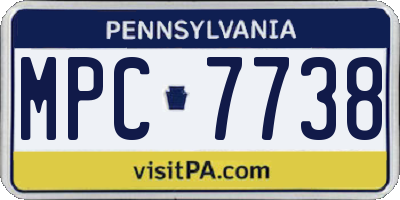 PA license plate MPC7738