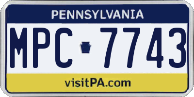 PA license plate MPC7743