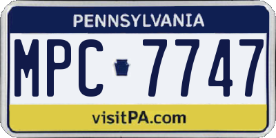 PA license plate MPC7747