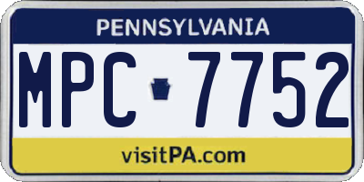 PA license plate MPC7752