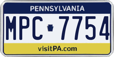 PA license plate MPC7754