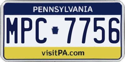 PA license plate MPC7756