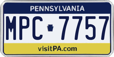PA license plate MPC7757