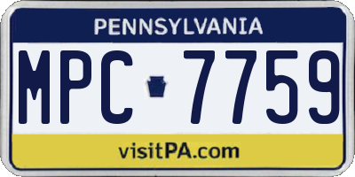 PA license plate MPC7759