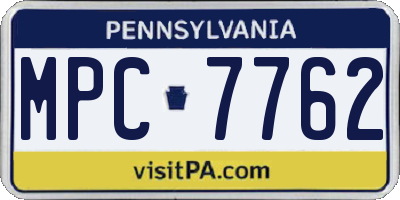 PA license plate MPC7762