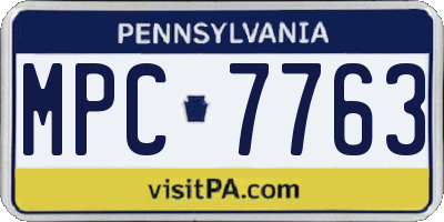 PA license plate MPC7763