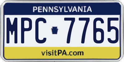 PA license plate MPC7765