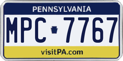 PA license plate MPC7767